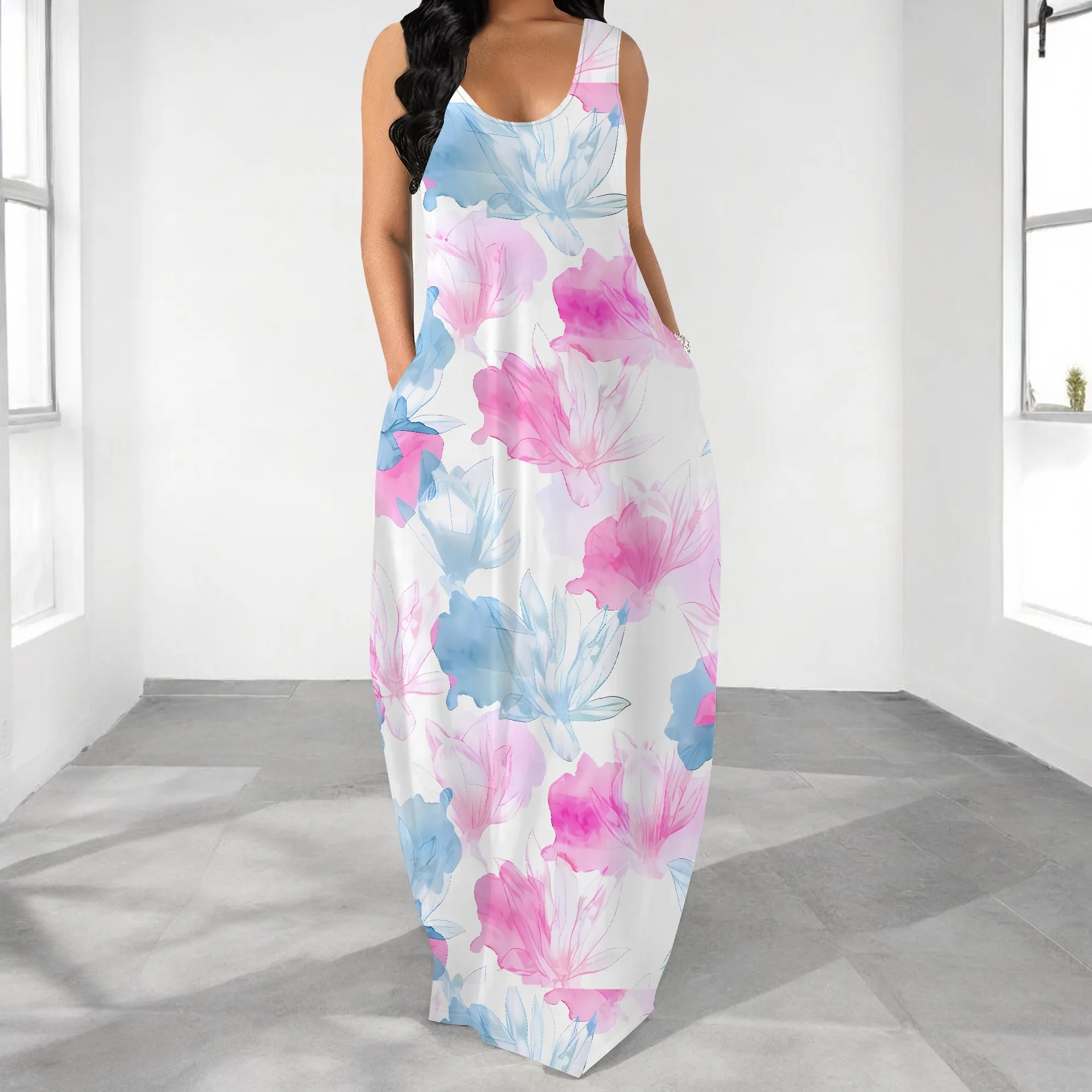 

Plus Size Sleeveless Maxi Dress Women Summer Casual Beach Long Dress Vacation Outfit