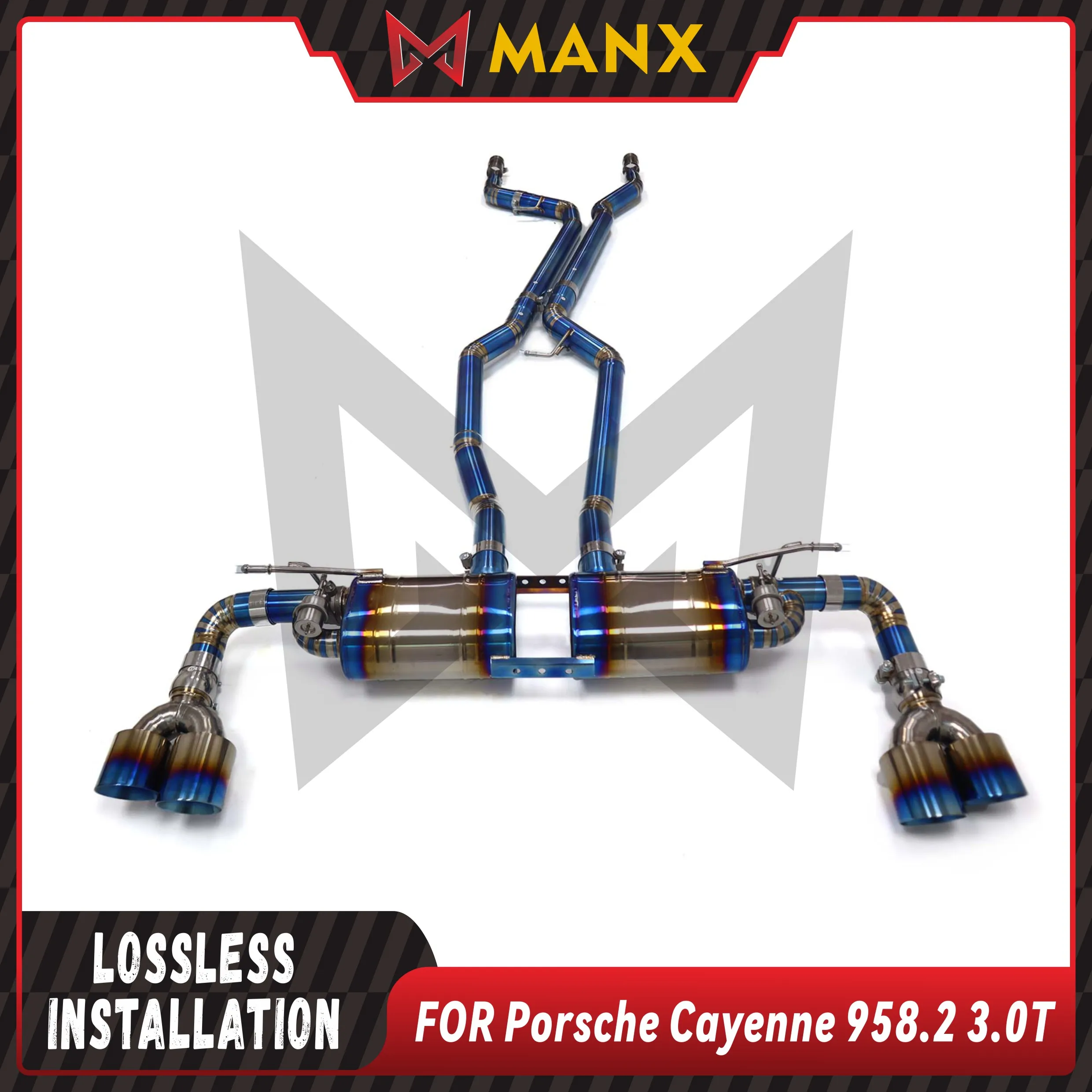 

Titanium alloy bluing Catback Suitable for Porsche Cayenne 958.2 3.0T Performance Exhaust pipe Muffler With Valve