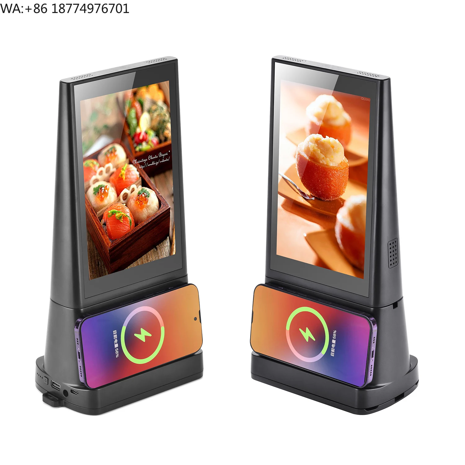 

Knock-down Design 8 Inch Table Menu Display Small Digital Signage Screen with WIFi and Wireless Charger