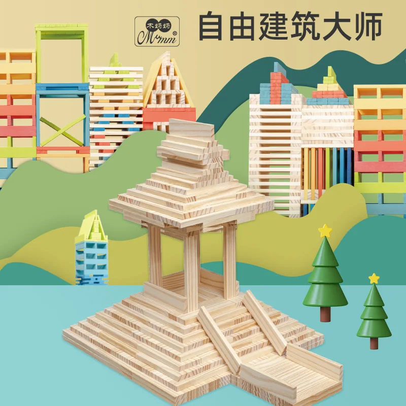 Spielzeug für Baby-Baustein, Kinder, zusammenbauen Holzstreifen, bauen Holz-Architektur-Spielzeug zusammen