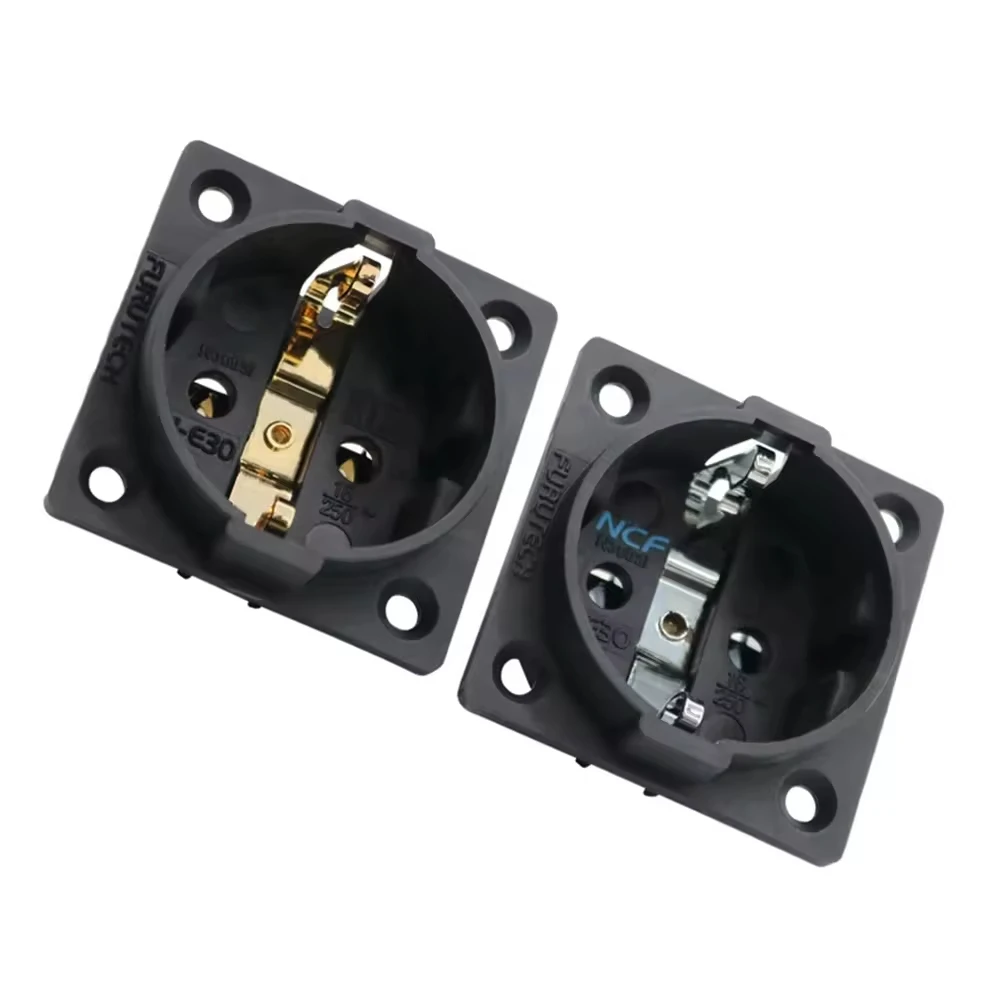 hifi pure copper Schuko Socket Furutech Gold plated FI-E30 AC 250V 16A EU IEC Plug inlet Adapter Power Outlet sockets CE