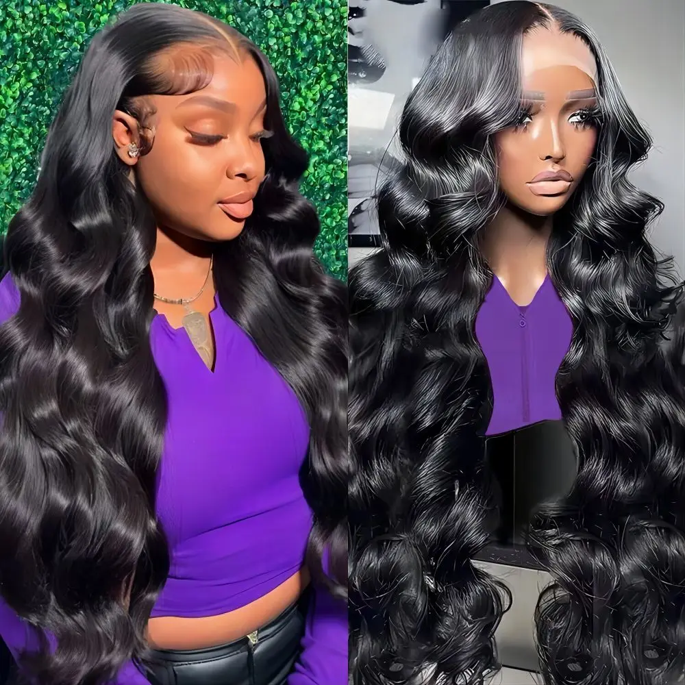 36Inch Body Wave Lace Front Wigs Human Hair 180 Density 13x6 HD Transparent Lace Frontal Wigs Pre Plucked with Baby Hair