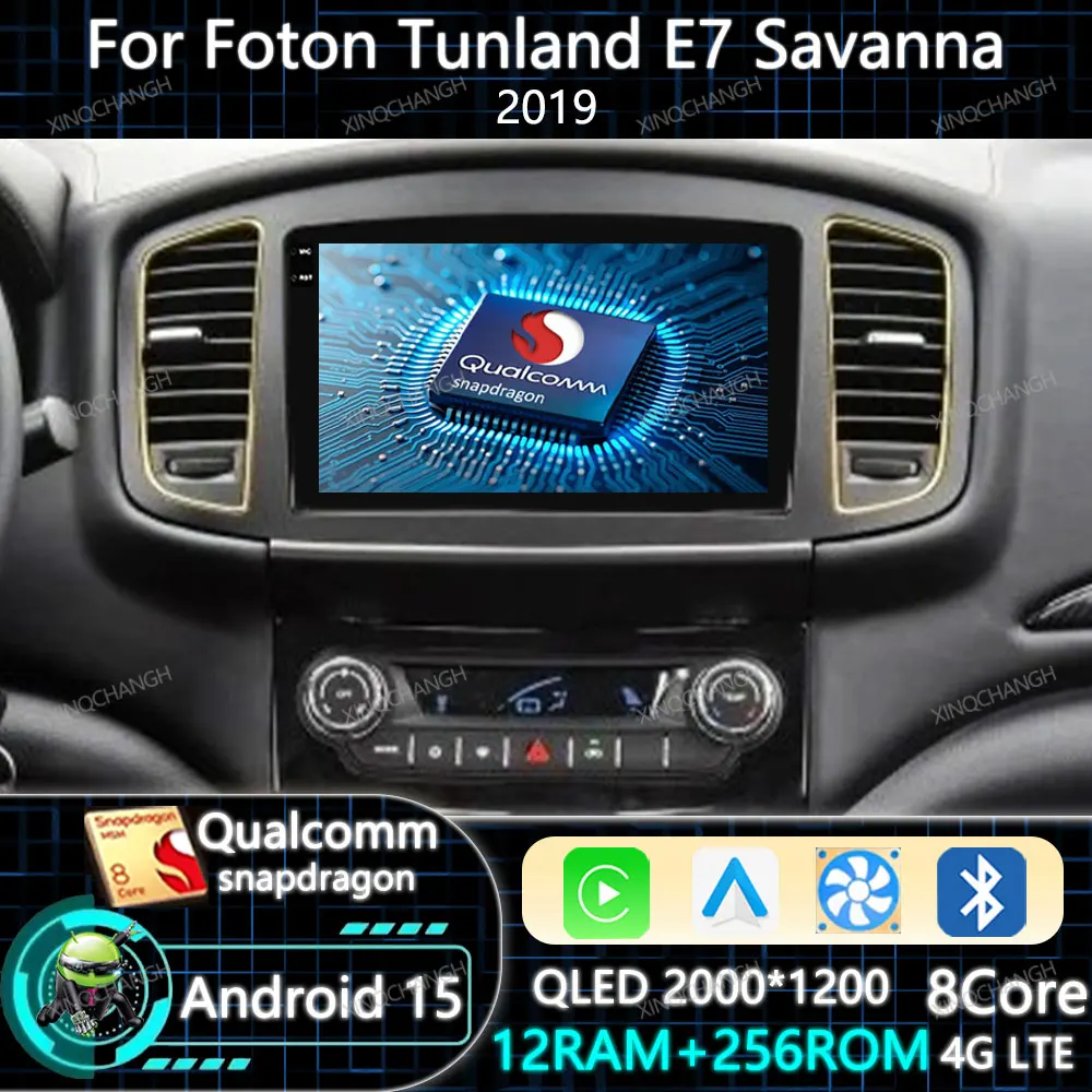 Android 15 Radio de coche Carplay Auto para Foton Tunland E7 Savanna 2019 navegación reproductor de vídeo Multimedia 2DIN QLED unidad principal GPS