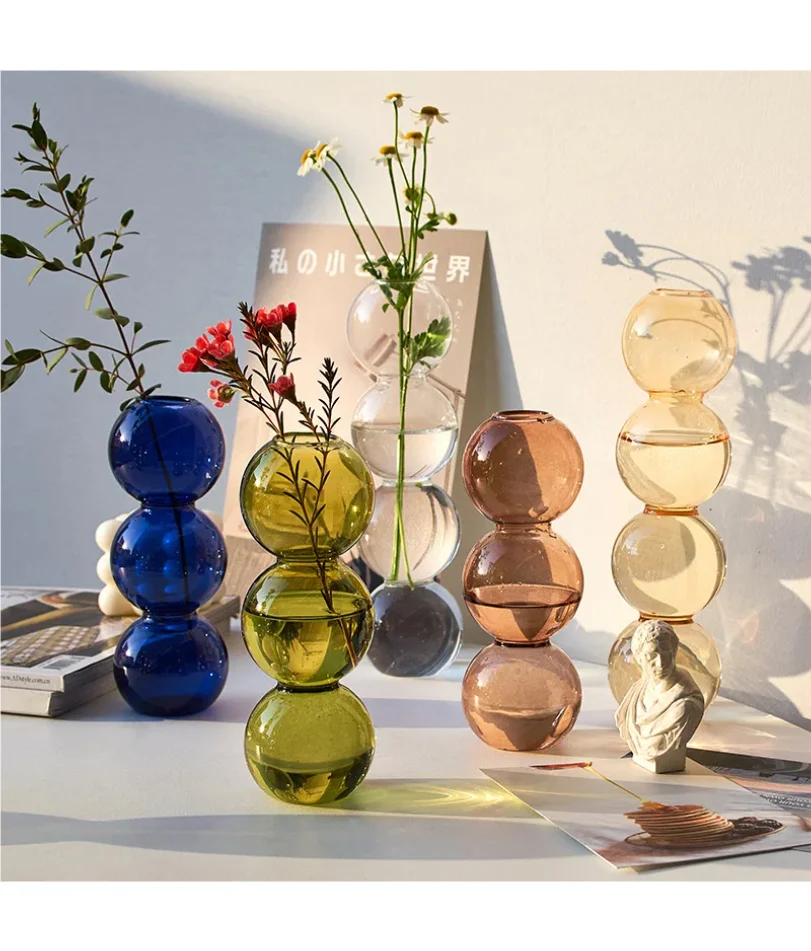 

Nordic Glass Vase Home Decor Living Room Decoration Terrarium Flower Vase Plant Pots Decorative Home Accessories Decoration Gift