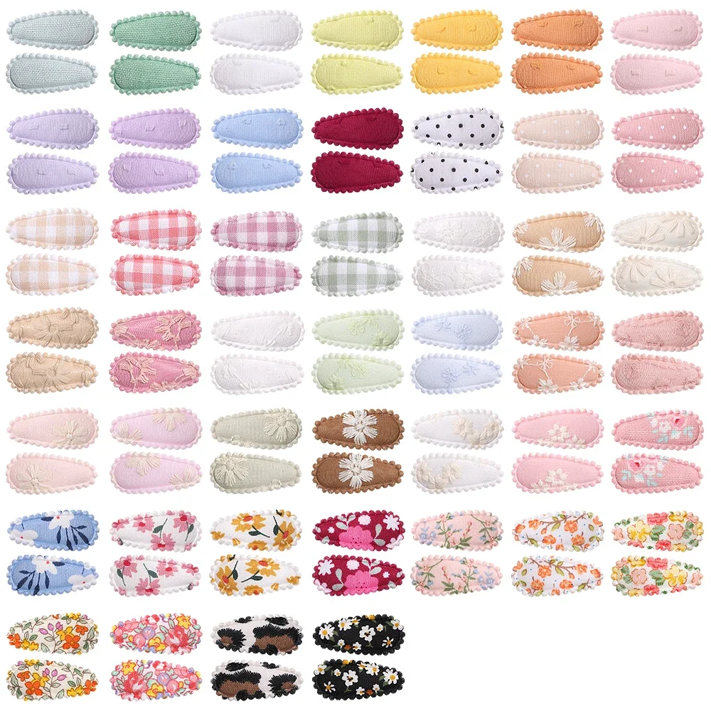 10Pcs/lot Mini Embroidery Print Waterdrop Shape Hair Clip for Girls BB Hairpin Barrettes Headwear Newborn Girls Hair Accessories