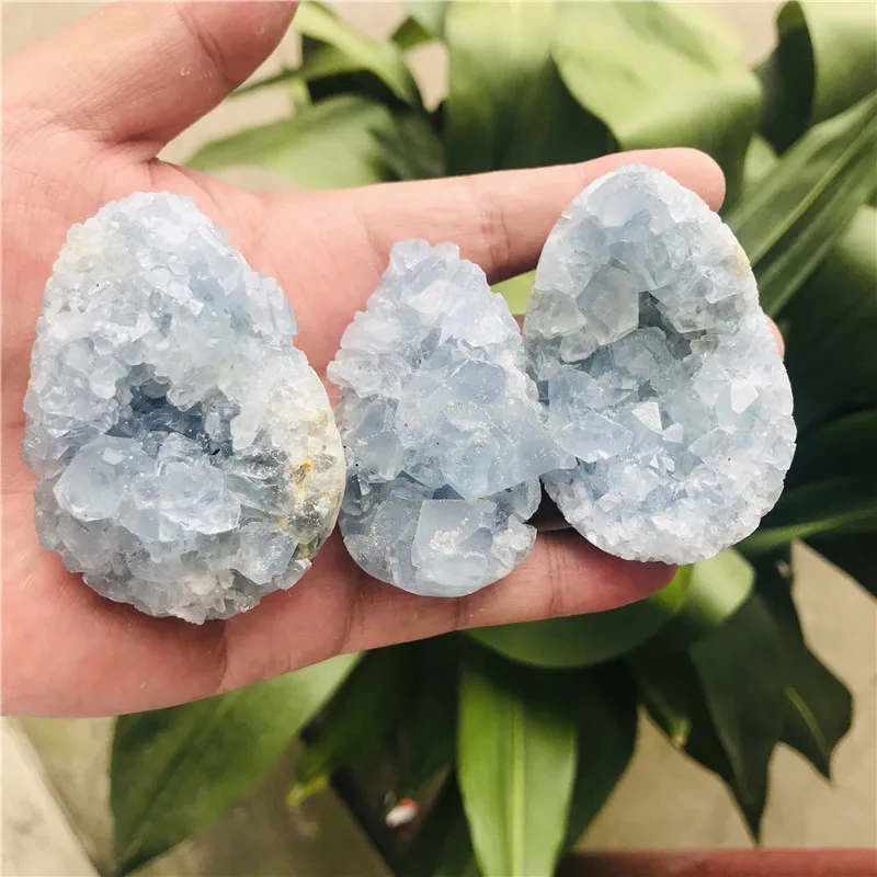 10pcs Natural Blue Celestite Mineral Healing Crystal Cluster Geode Irregular Gem Stone Home Decoration Specimen