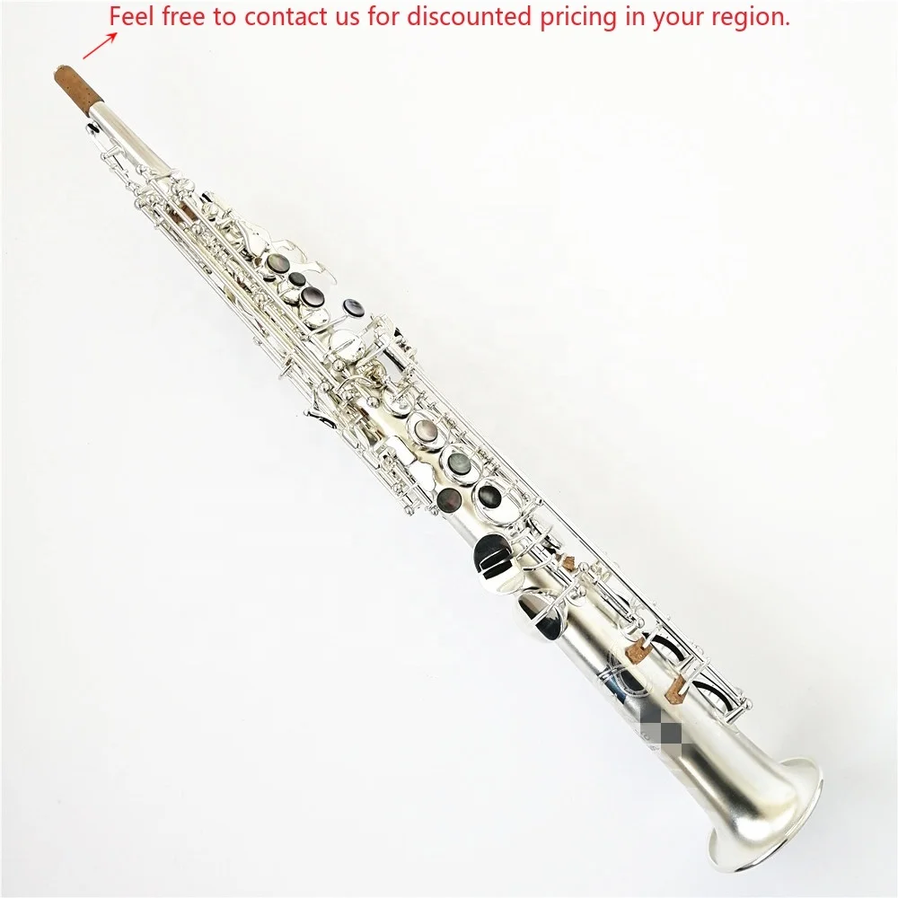 

G Key High F# Brush Silver Body Shine Silver Keys Beautiful Engravings Soprano Saxophone
