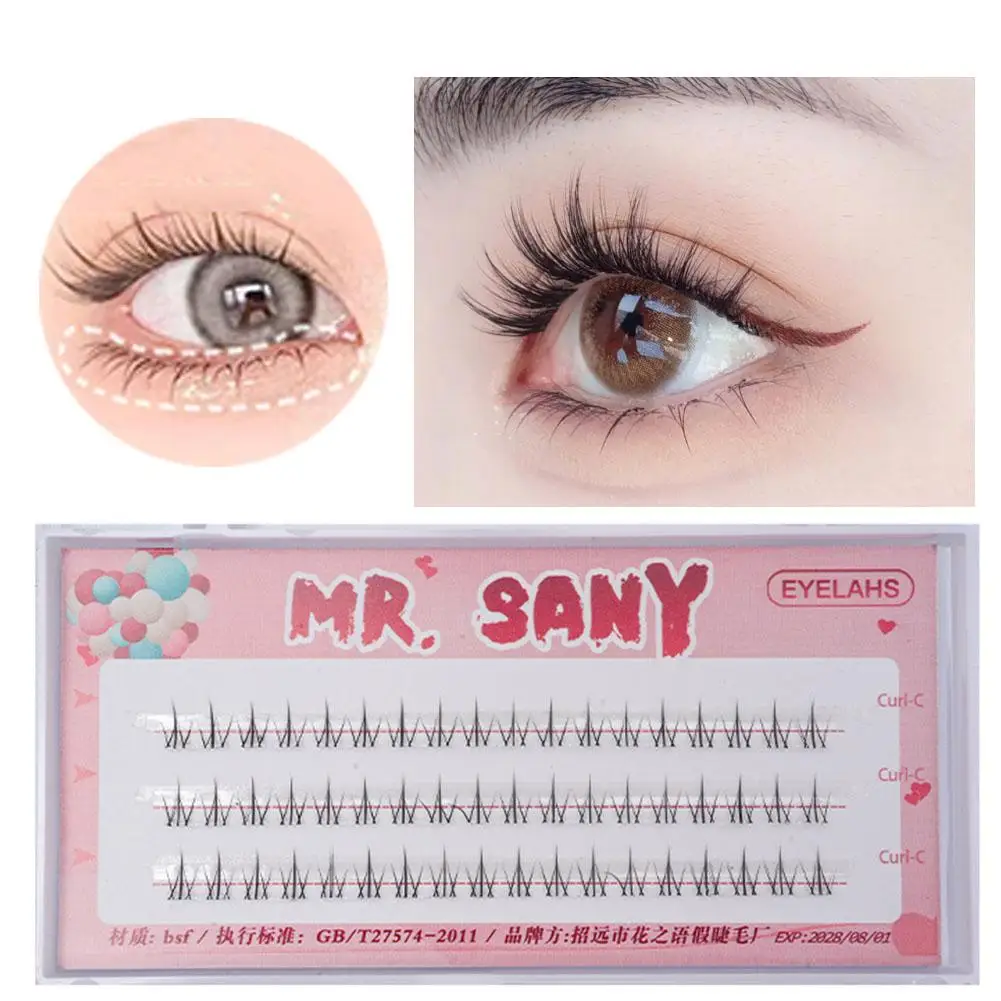 Lower Eyelash V-Shaped Clusters Bottom Eyelash Extension Supplies Classic Transparent Stem Eyelashes Natural Eyelashes W3I5