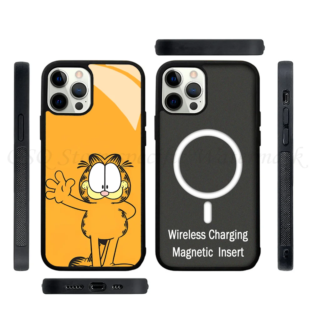 Cartoon Cute G Garfield Phone Cases For IPhone 15 14 13 Pro Max 11 12 Mini Alex Mirror TPU Shell