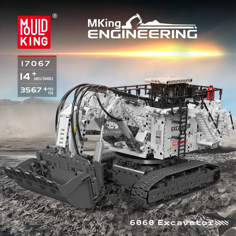 MOULD KING 17067 Engineering Series 6060 Motorized Excavator Building Blocks Set For Adults & Boys