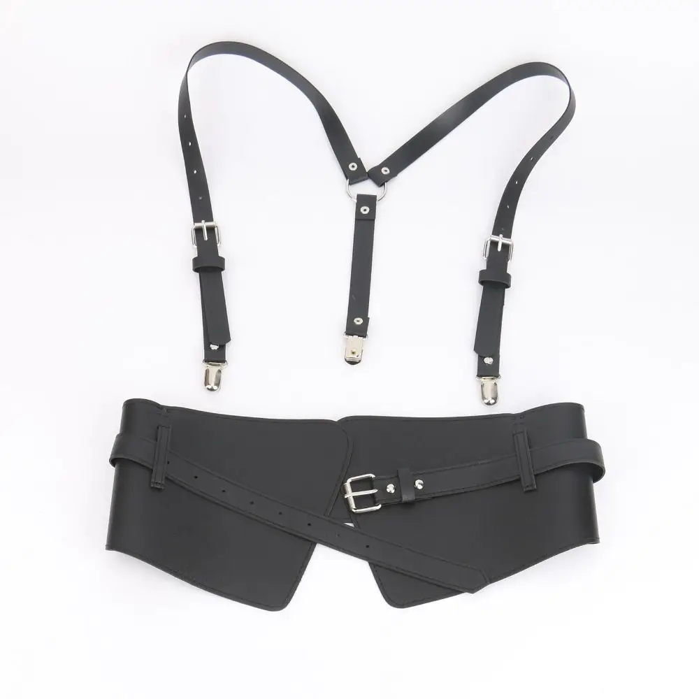Korsettgürtel U Ledergeschirr Oberteil Breiter Bund Leder Punk Gürtel Brustkorsett Verstellbarer Street Style Gothic Hosenträger
