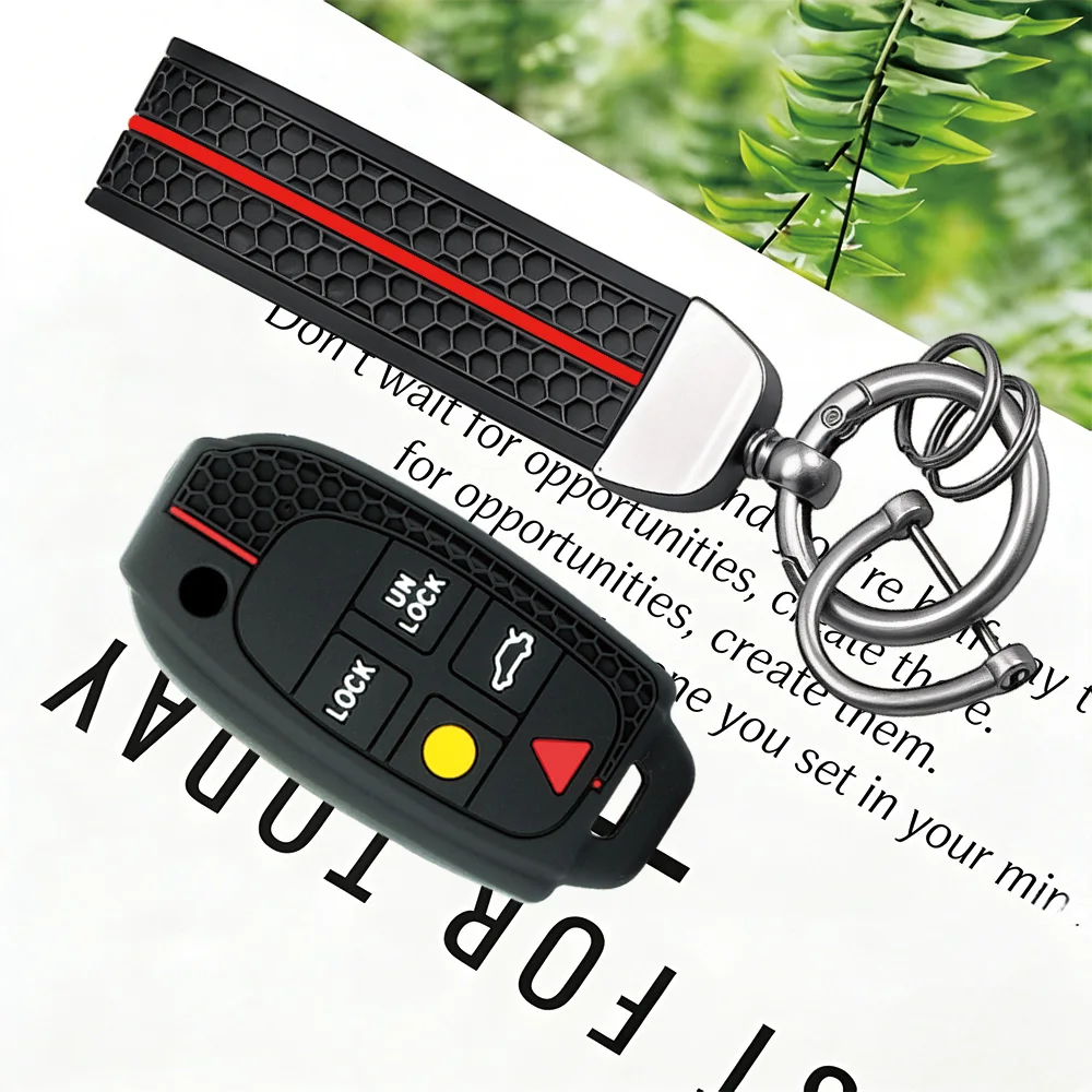 Honeycomb Silicone Flip Remote Fob Cover With Keychain for VOLVO S60 S80 V70 XC90 Anti‑Scratch Car Key Protector Shell