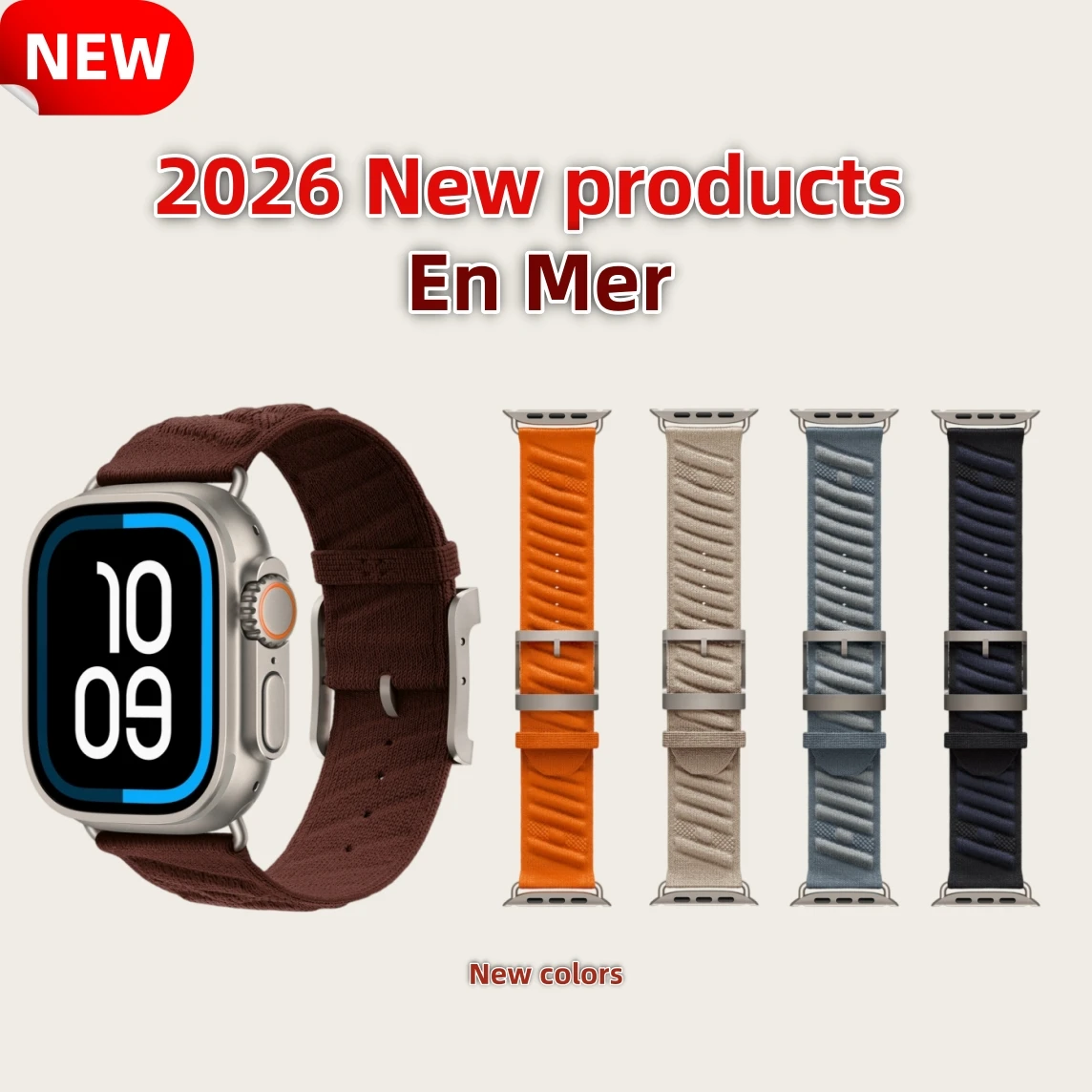 2026 New En Mer Bleu Nuit Bleu Hydra Gris Titane Band For Apple Watch Series12 11 10 9 8 Se 3 Iwatch Ultra4 3 2 Strap 49 46 45mm