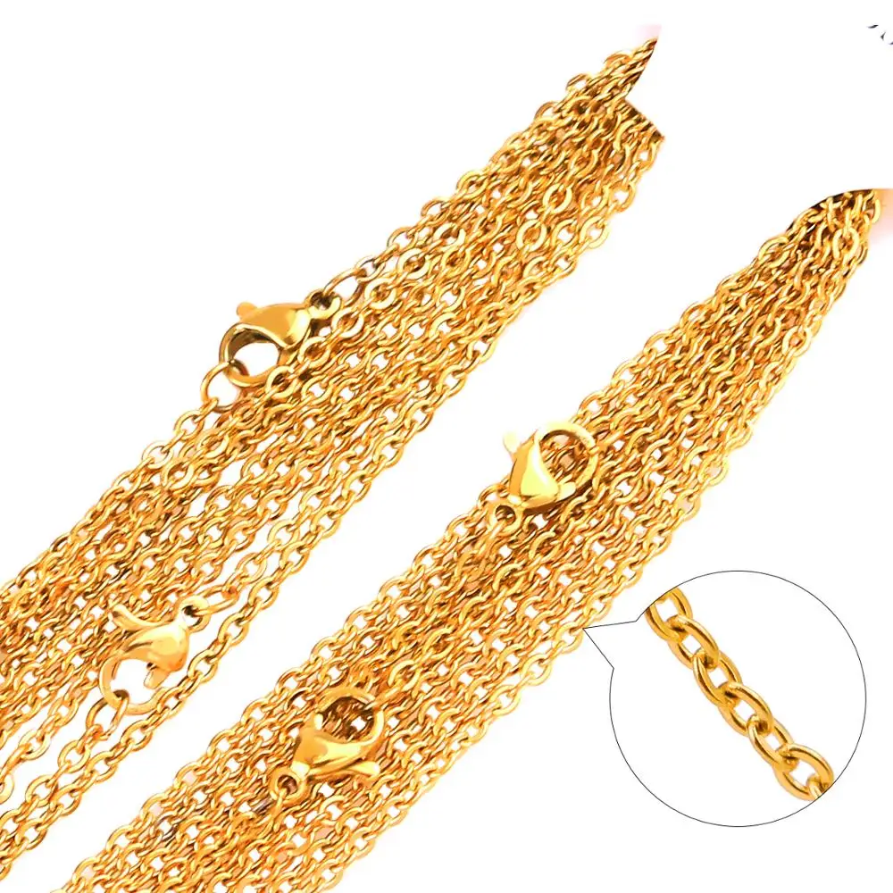10pcs Stainless Steel Link Black Plated 18K Gold Chains Necklaces DIY Jewelry Cuban Chains Suit Wholesale Bulk Sale Materials image 6
