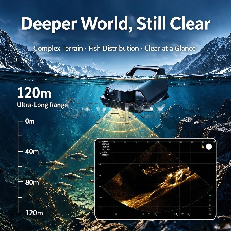 Boat Use Fish Detector Forward View 3D Real Time Sonar Clear Imaging Wide Coverage For Raft Lure And Offshore Sea Fishing