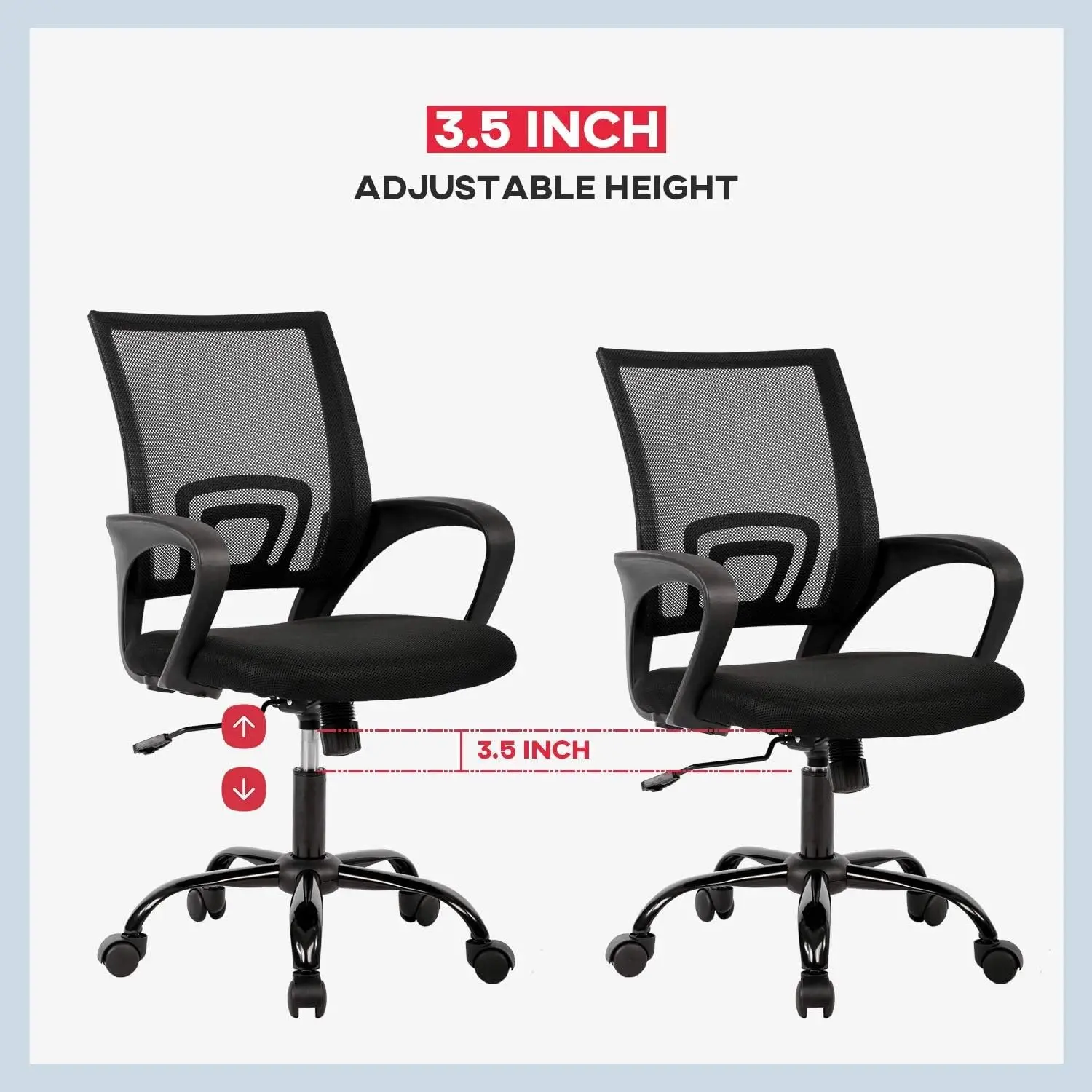 Office Chair Ergonomic Cheap Desk Chair Computer Lumbar Support Executive Adjustable Stool Rolling Swivel (Black)