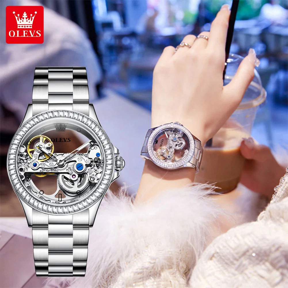 

OLEVS 6699 Mens Watch Automatic Mechanical Watch Multifunctional Week Date Moon Luxury Watch For Men 30m Waterproof Luminous Box