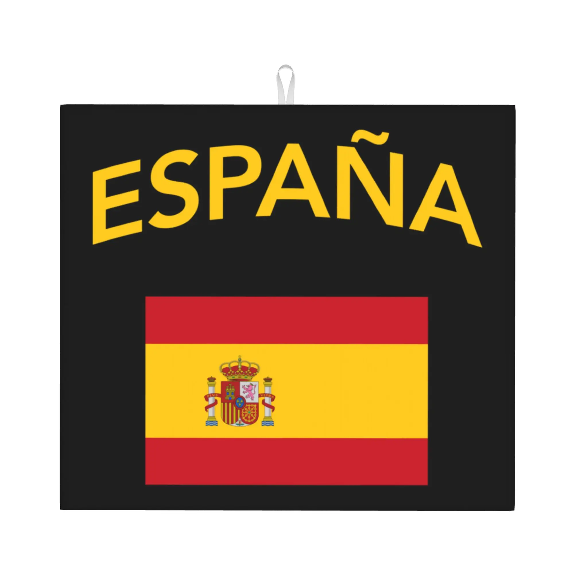 Spain Spanish Flag Non Slip Kitchen Counter Protector Mat Barware Tableware Reusable  Bathroom Drying Mat For Kitchen