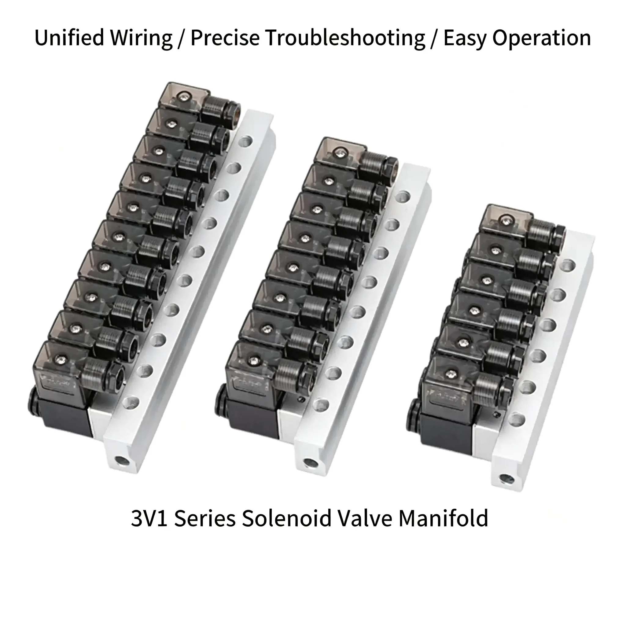 3V1‑06 Solenoid Valve Bank, 2‑Position 3‑Way Integrated Manifold, One‑in Multiple‑out Series‑Connected Normally‑Closed Exhaust