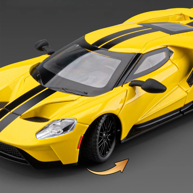 Supercar GT 1:24, alta simulación, aleación de Metal fundido a presión, modelo de coche, sonido, luz, colección extraíble, juguetes para niños, regalos