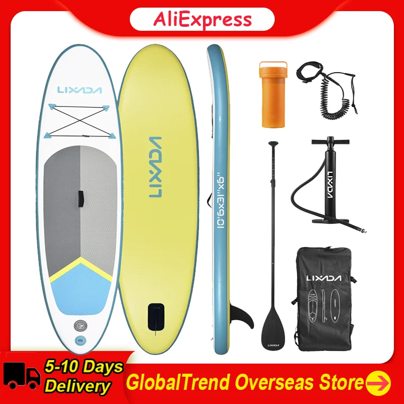 Lixada Inflatable Paddle Board Stand Up for Adult SUP Paddleboard Water Sport Surf Set with Adjustable Paddle Pump Backpack