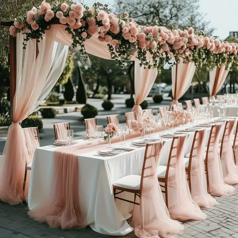 Tulle Fabric DIY Decor Table Runner  XMS Party Event  Sheer Mesh Fabric  Elegant Material Wedding Accessorie Chair Bows Backdrop