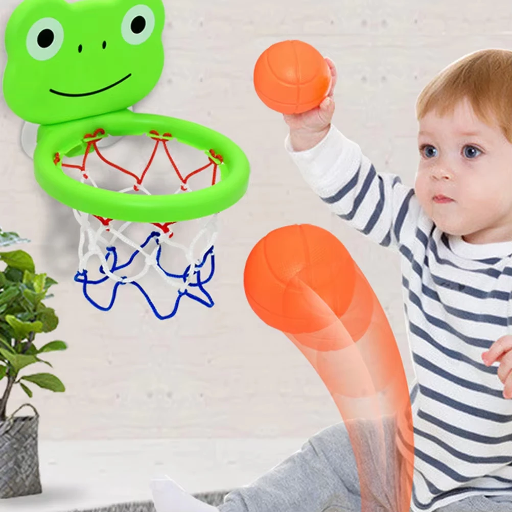 

1 set of bathroom basketball suction cup indoor sports games, baby party toys, children's sports bathing basketball toys