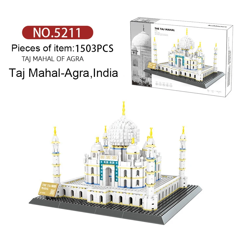 5211 Children Building Blocks India Popular Architecture Taj Mahal MOC Brick 1113+PCS Educational Children Toys for Collection