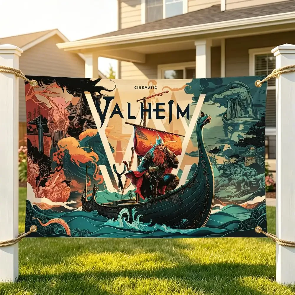 Game Survival Valheim Viking World Flags are suitable for homes bars hotels birthday parties fan support, and themed collections