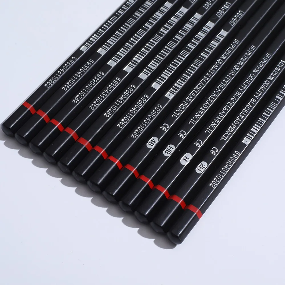 12pcs/set Drawing Pencil Pre-sharped Metal Box Packed 2H-8B Graphite Pencil Set for School Office Stationery Art Sketch Supplies