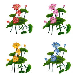 1 Piece of Multi-Color Lotus Embroidery Patch Fabric For Clothes Bag Jacket Accessories Sewing Applique Repair Crafts Supplies