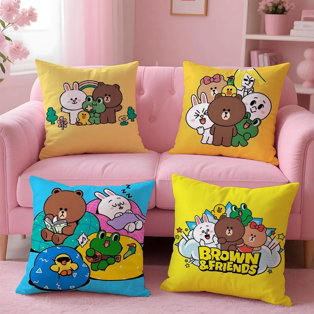 Cute Character L-Line FriendsS Cushion Cover Comfortable Reversible Pillow Cover Ideal for Car Sofa Bedroom & Beyond