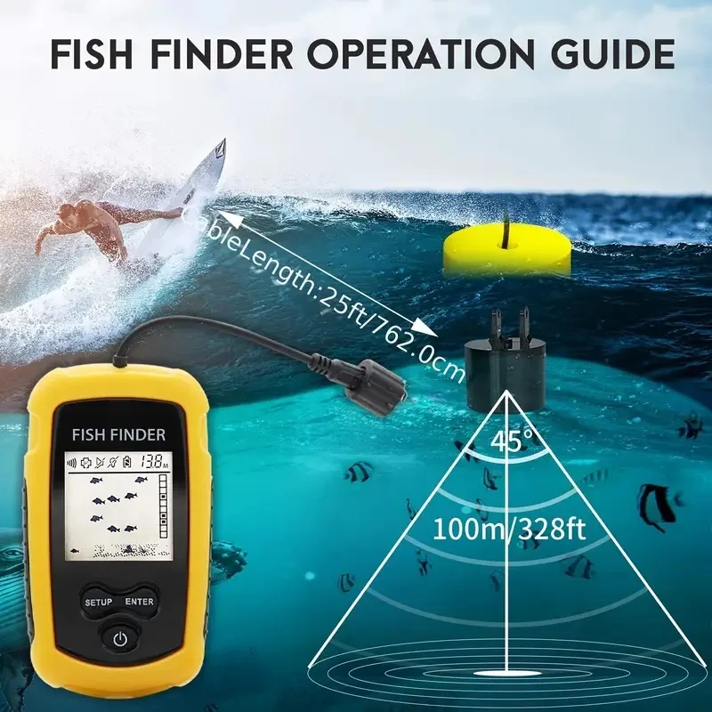 Portable Sounder Fish Finder with 45° Soundwave technology Coverage 4.5" HD Screen Alarm & GPS - Ideal for Lake & Sea Fishing