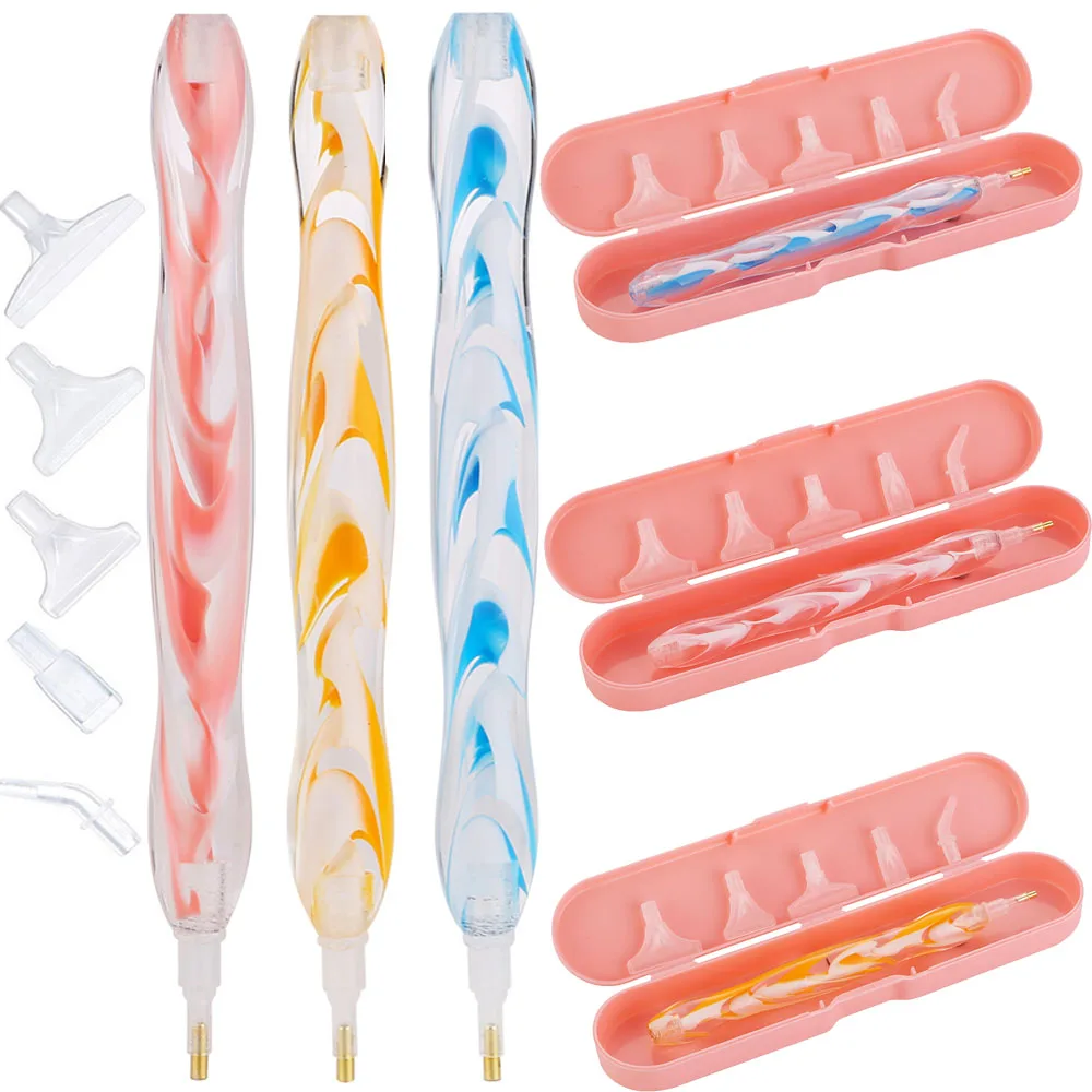 다이아몬드 페인팅 포인트 드릴 펜 도구, 박스 포함 5D 송진 크리스탈 펜, 크로스 스티치 다이아몬드 자수, DIY 공예 아트 액세서리 