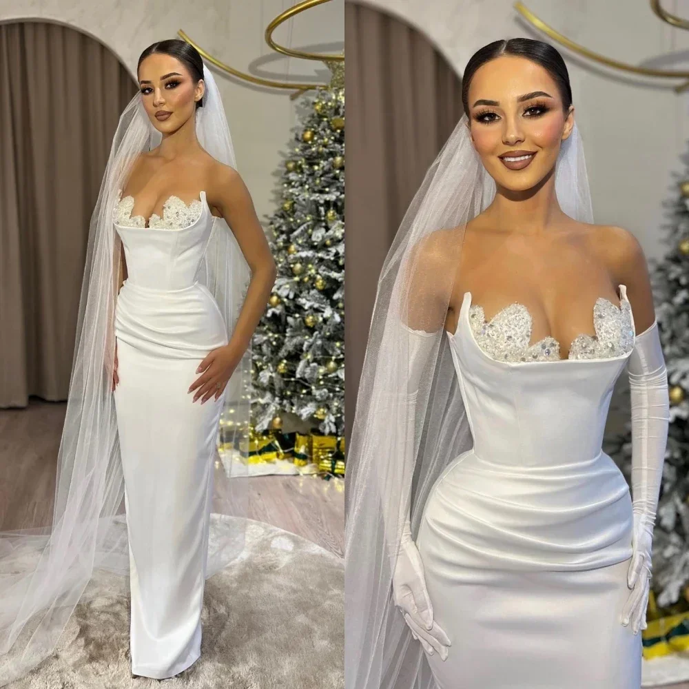 

Customized Prom Dress Elegant Women Strapless Sheath Quinceanera Dress Beading Paillette / Sequins Floor Length Charmeu