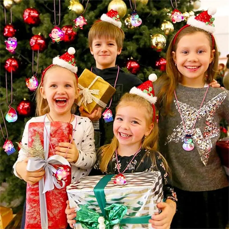 Colar de abóbora led que brilha no escuro, acessório iluminado para festa de halloween, pingente de contas de natal para crianças, presente de carnaval