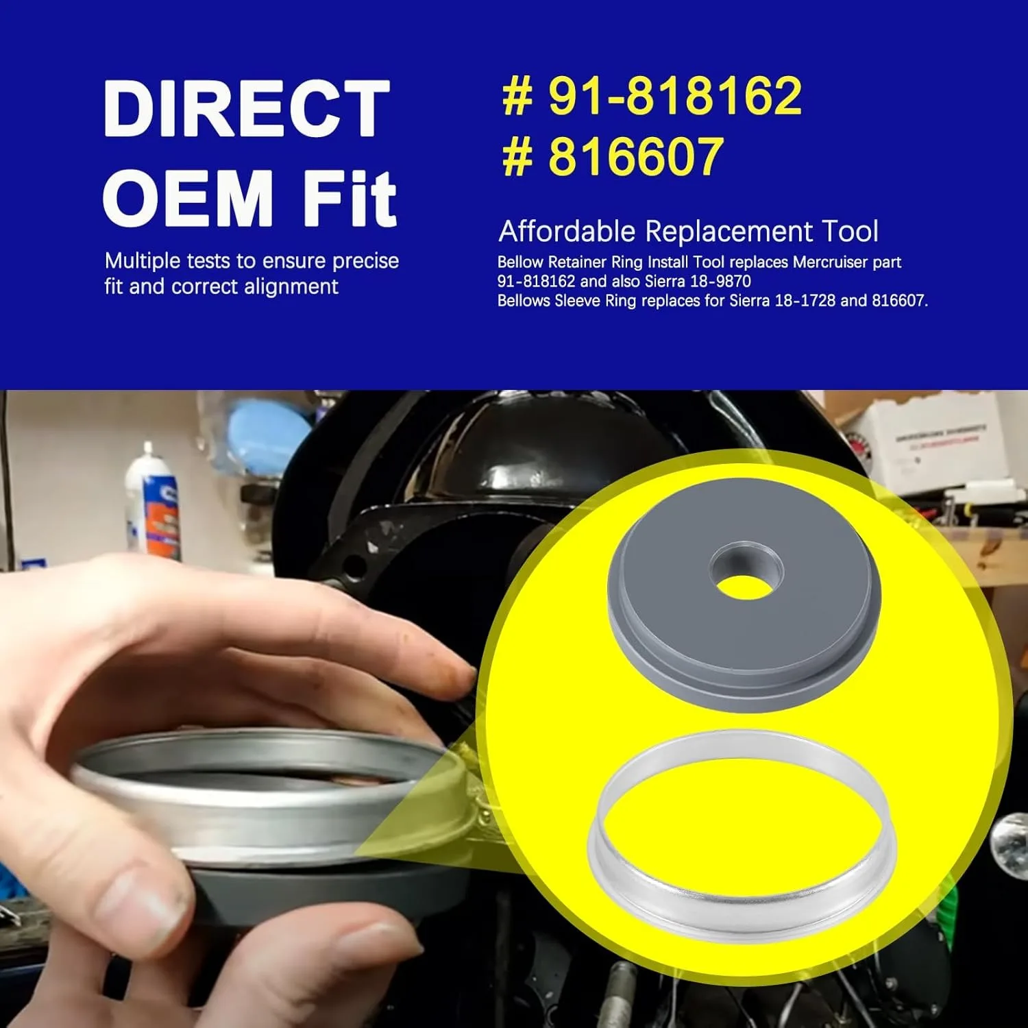 U-Joint Bellows Sleeve Ring and Bellow Retainer Ring Fits Mercruiser  Alpha One Gen II Bravo For 816607 18-1728 91-818162