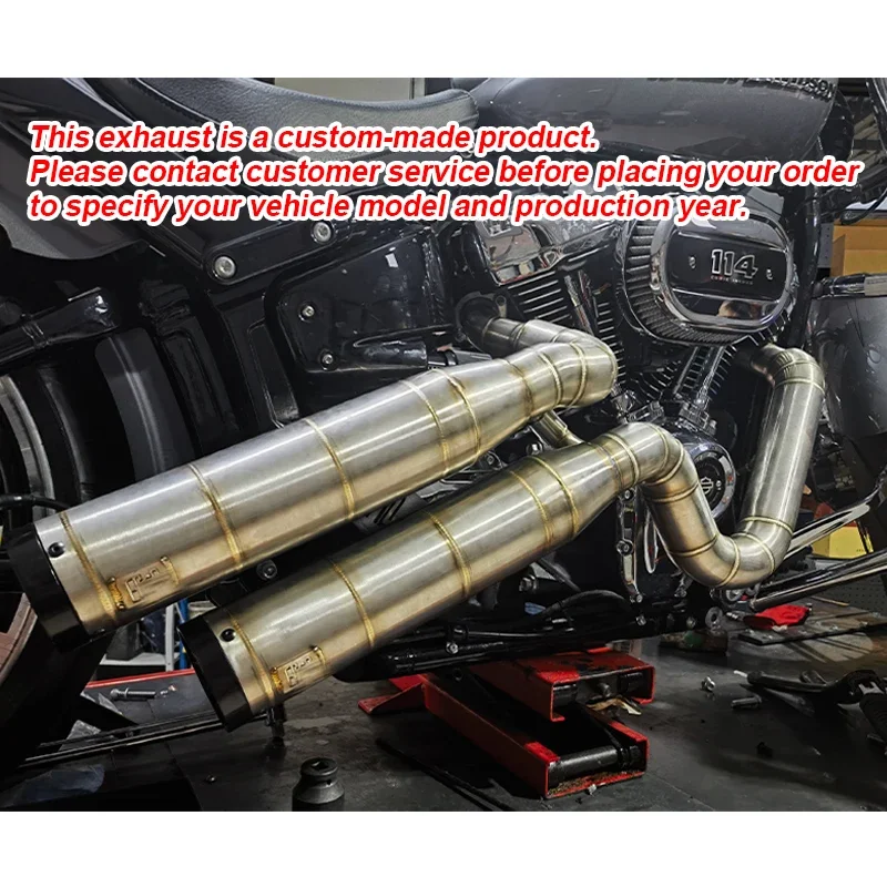 Motorcycle 2-Into-2 Full Exhaust System Muffler Exhaust Pipe for Harley 2018-2023 Softail Street Bob Fat Bob Breakout Low Rider