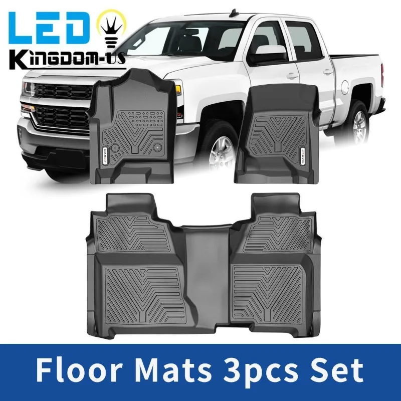 

Floor Mats Liners for Chevy Silverado / GMC Sierra 1500 Crew Cab TPE All Weather United States