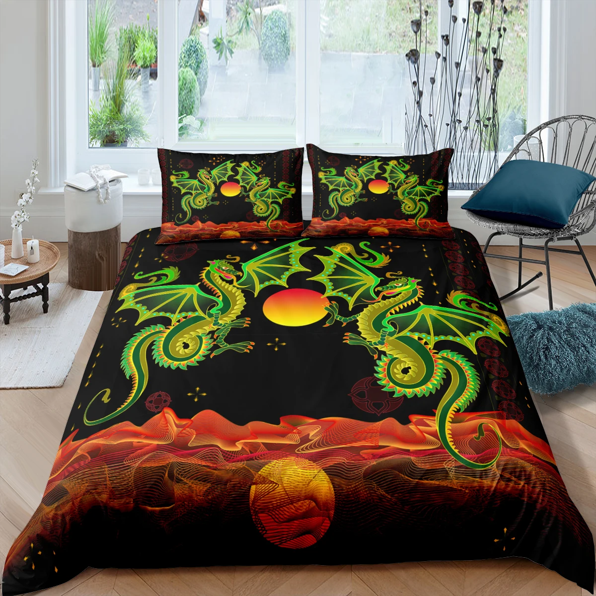 

Home Living Luxury 3D Dragon Bedding Set Cartoon Fairy Duvet Cover Pillowcase Queen and King EU/US/AU/UK Size Comforter Bedding