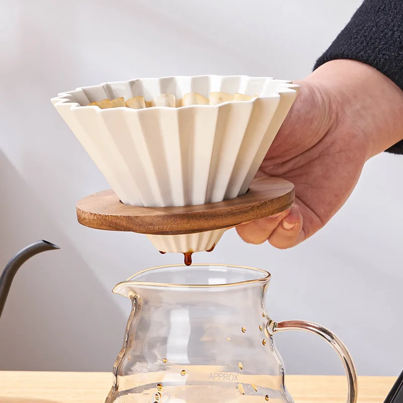 Ceramic Origami Coffee Dripper Pour Over Filter Cup Hand Brewed Funnel Drip Coffee Maker Wave Dripper for Home Cafe Office Gift
