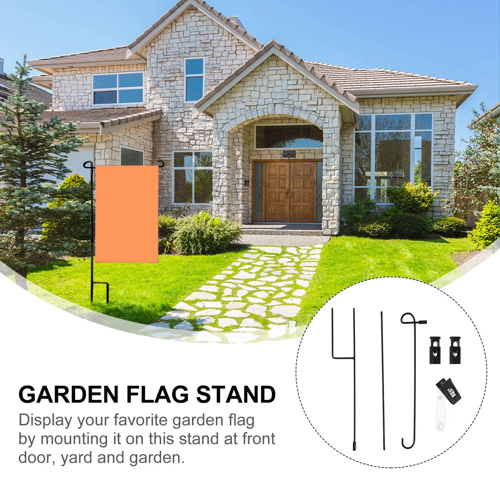 

Garden Flag Display Rack High-Quality Material Long-Lasting Outdoor Decorative Stand for Front Door Garden Flag Stand