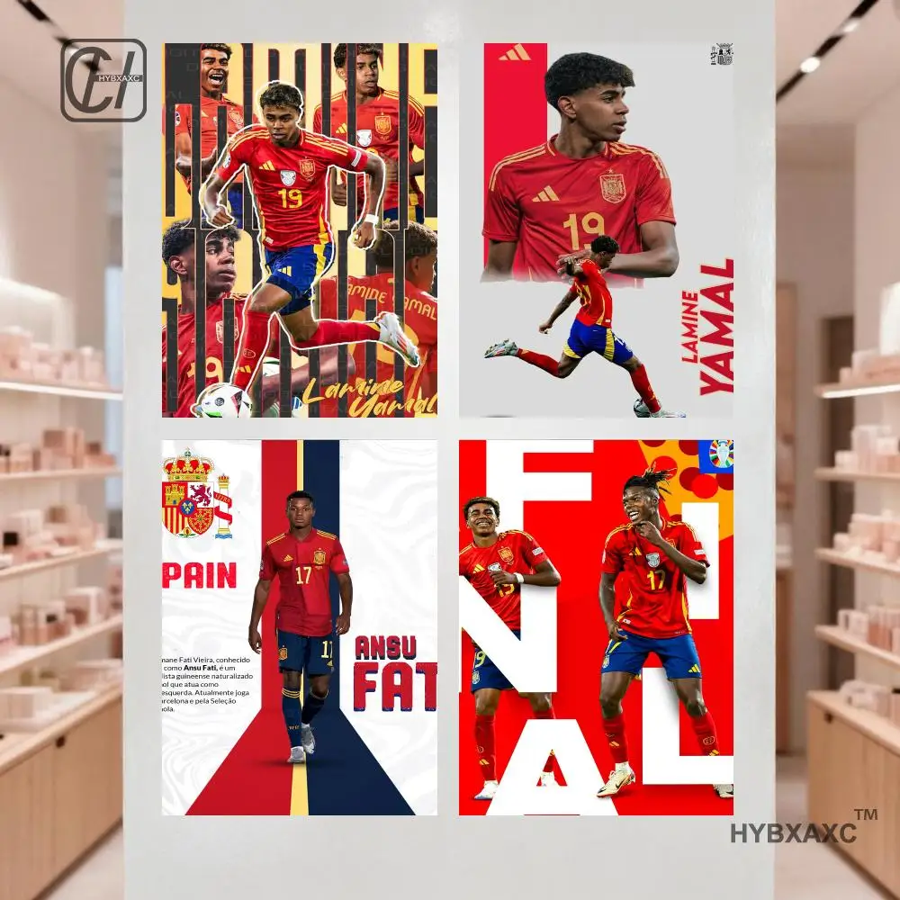 Popular Football Stars L-Lamine Y-Yamal Poster Canvas Print Home Living Room Bedroom Entrance Bar Cafe Art Painting Decoration