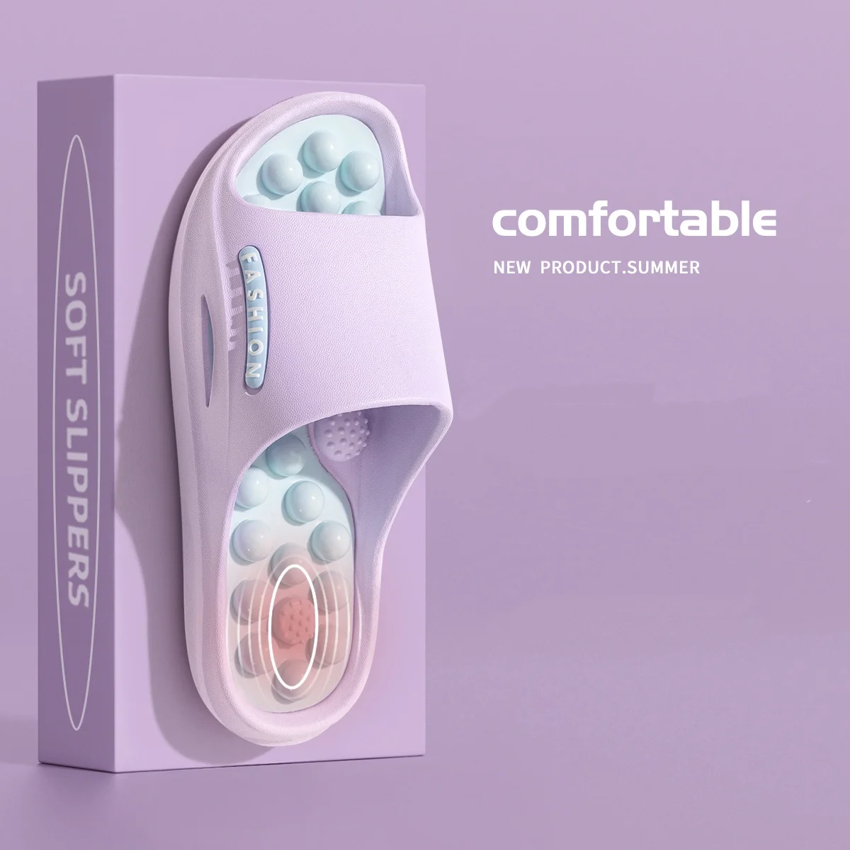 

Massage Slippers For Women Home Indoor anti-slip Bathroom Foot Sole Acupoint Cooling Slippers For Men
