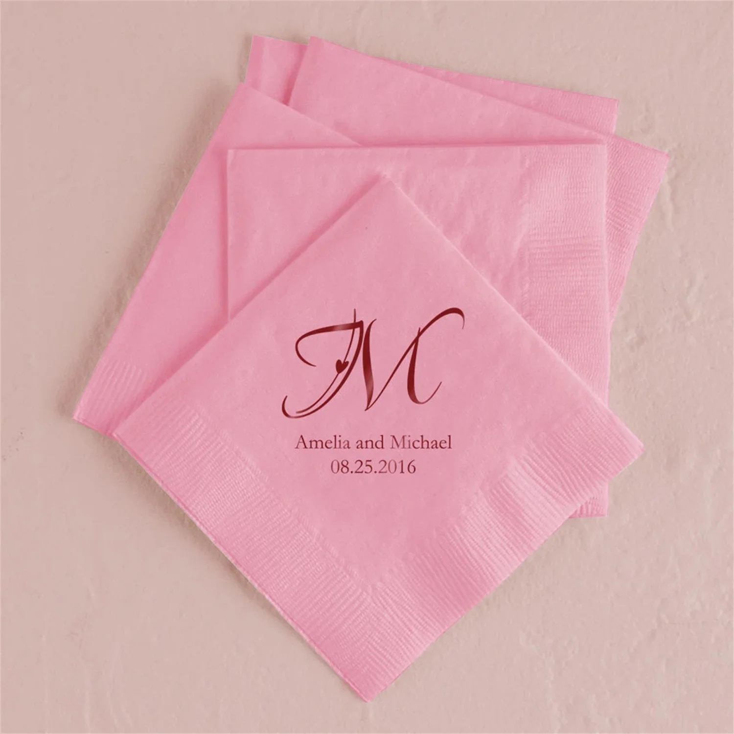 50 PCS Custom Initial Personalized Napkins - Custom Wedding Napkins - Anniversary Napkins - Baby Shower Napkins - Set of 50 Pers