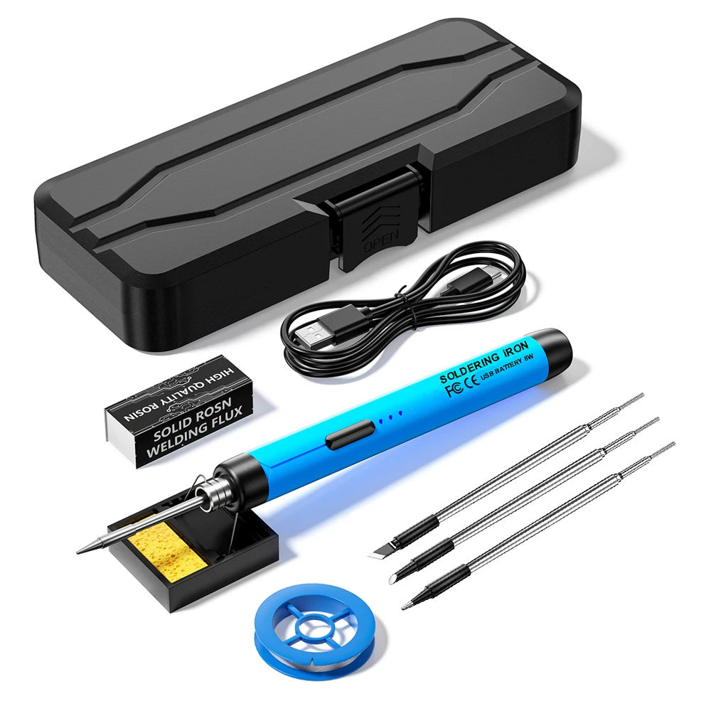 

Portable USB 5V8W Cordless Electric Soldering Iron With 3pcs Soldering Iron Tips And Solder Wire