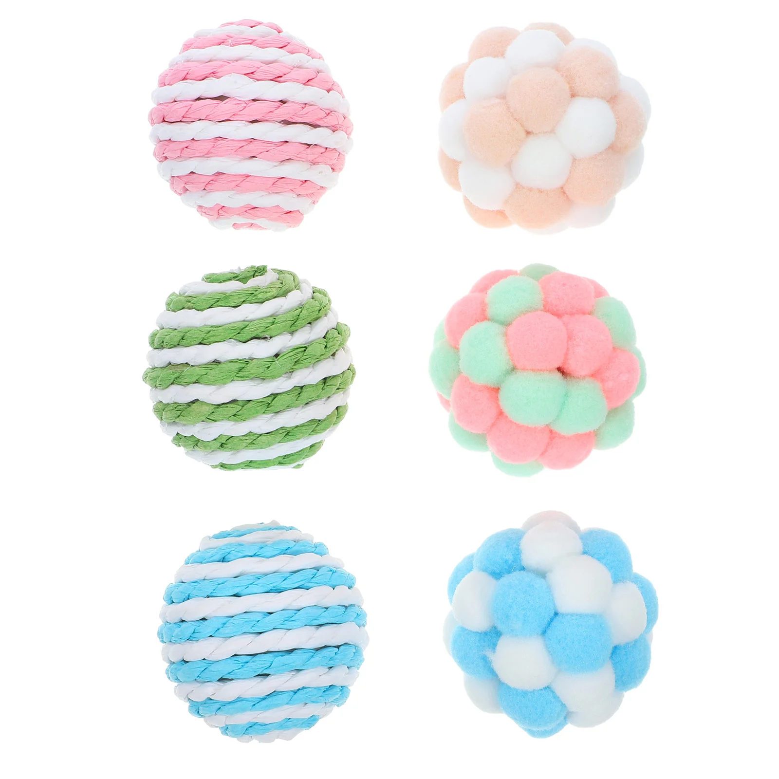 6 Pcs Colorful Bell Ball Kitten Supplies for Indoor Cats Pet Toy Scratching Bite Stuff Balls Plush Toys Interactive