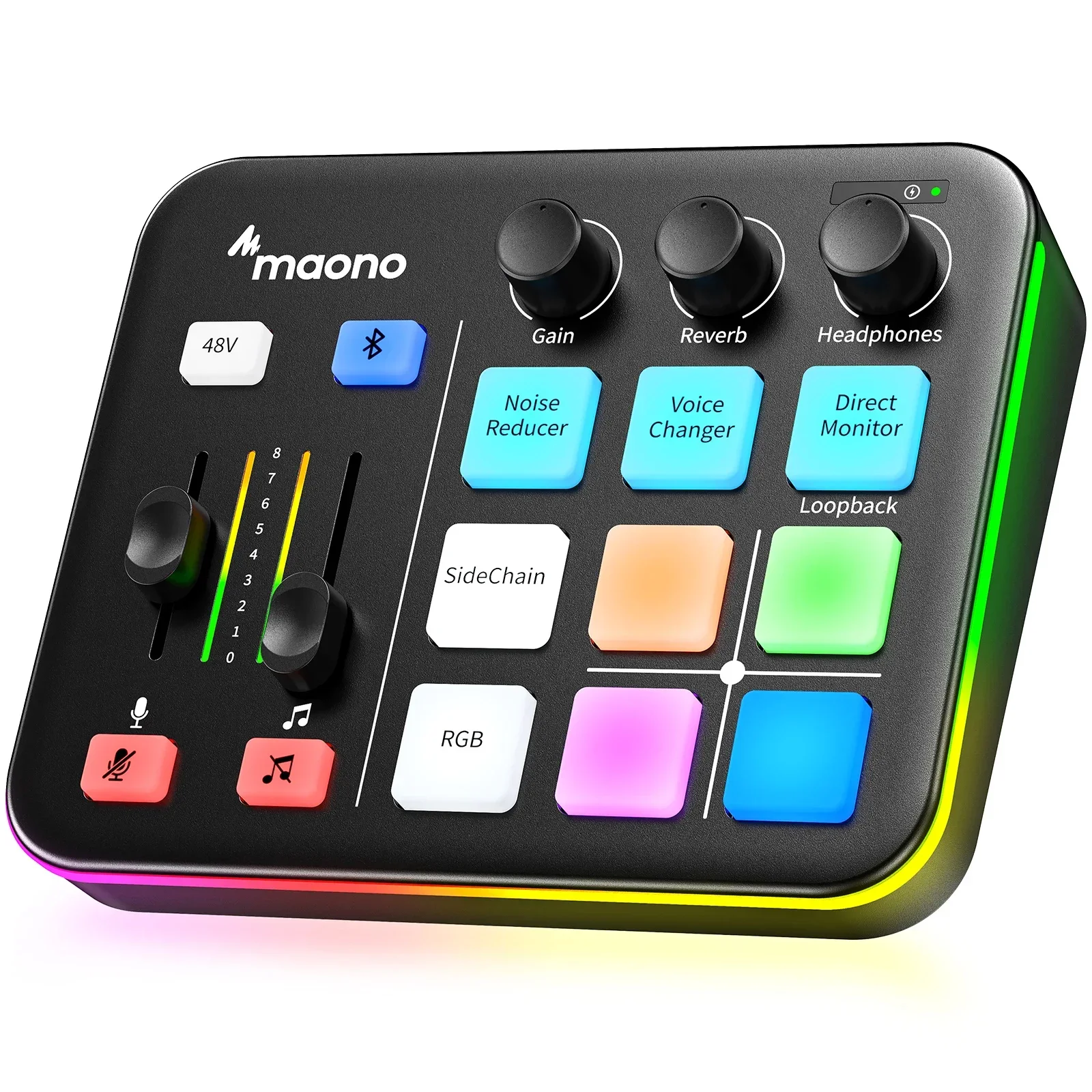 

Audio Mixer G1 NEO Sound Card Bluetooth 5.0 Live Game Audio Console 20dB 30dB Noise Reduction Voice changing RGB light DJ Device