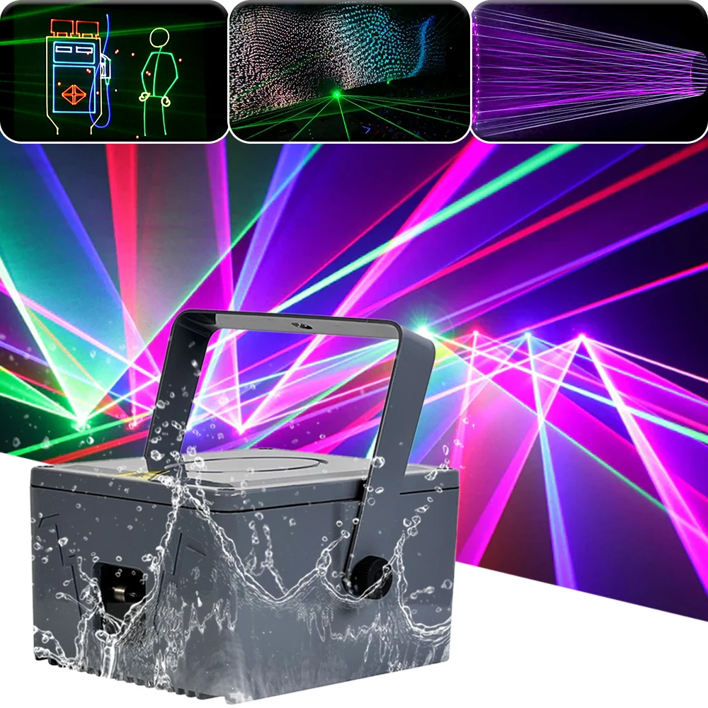 yuer rgb feixe padrao laser light 3w 5w a prova dagua ip65 projetor scanner animacao 3d stage light ao ar livre dj disco bar dmx512 01