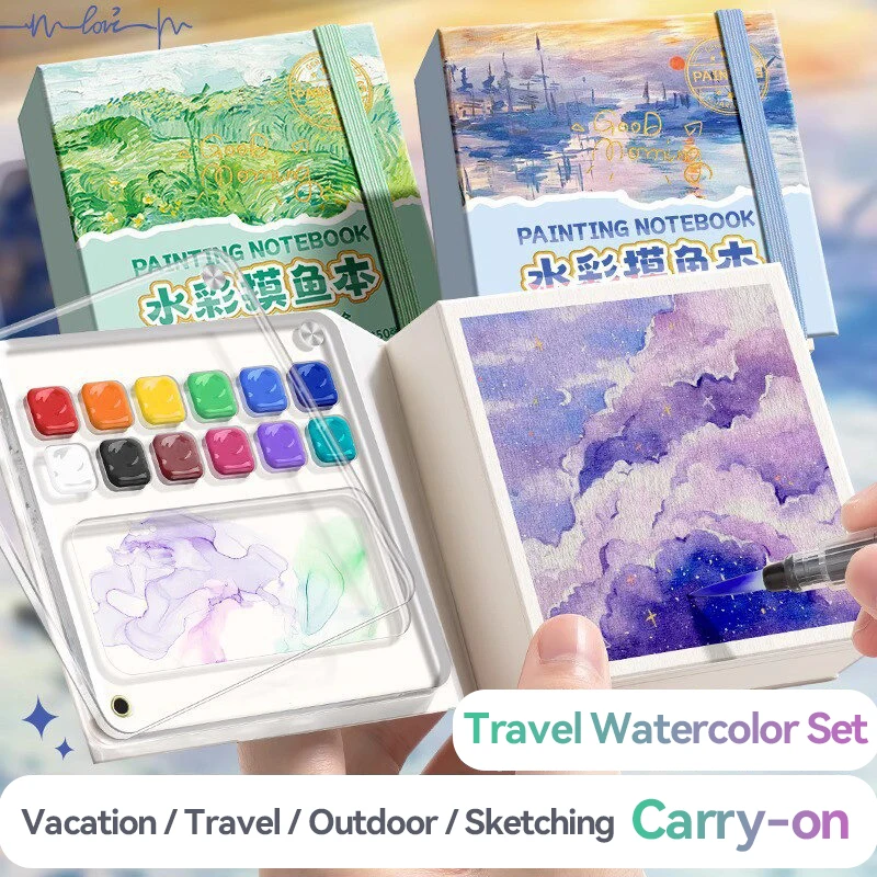 Travel Paint Palette Pocket Artist Watercolor Set 12/24 Colors Mini Watercolor Palette Set Sketchbook Portable Watercolor Set